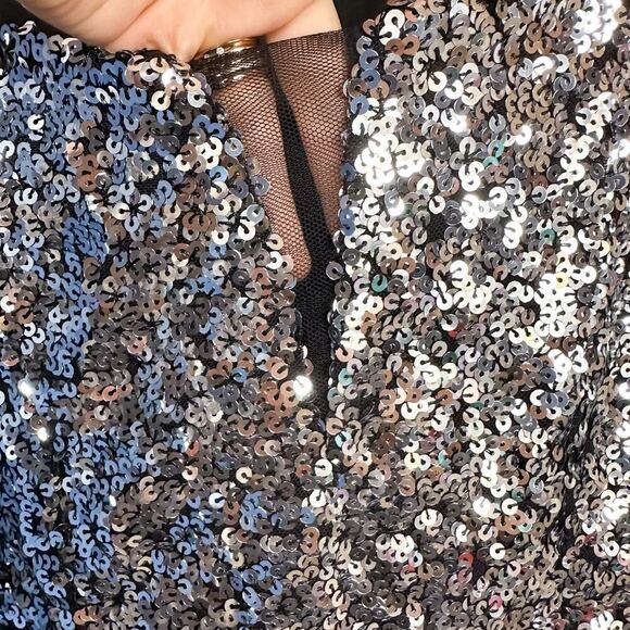 Symphony Party Girl Dress Silver Asymmetrical Poof Ruffle Size M - Picture 12 of 14